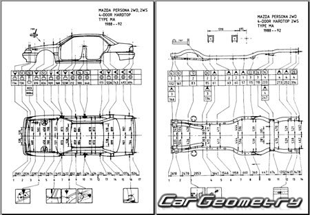 Mazda Persona & Eunos 300 (MA) 1988-1991 (RH Japanese market) Body dimensions