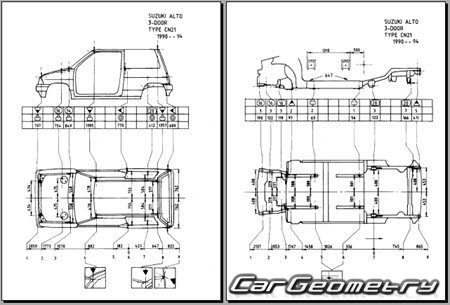 Suzuki Alto 1990-1994 (RH Japanese market) Body dimensions