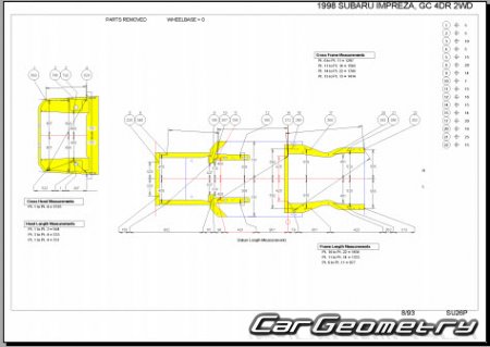 Subaru Impreza (GC GF) 1992-2000 (RH Japanese market) Body dimensions