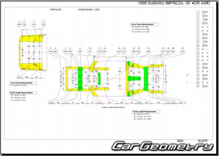 Subaru Impreza (GC GF) 1992-2000 (RH Japanese market) Body dimensions