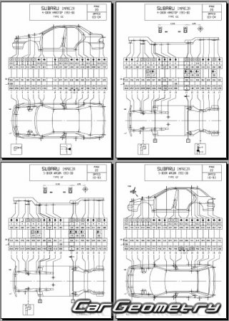 Subaru Impreza (GC GF) 1992-2000 (RH Japanese market) Body dimensions