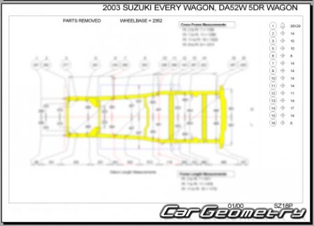 Suzuki Every & Carry Track (DA52 DB52) 1999-2005 (RH Japanese market) Body dimensions