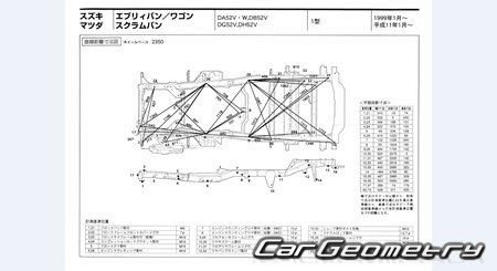 Suzuki Every & Carry Track (DA52 DB52) 1999-2005 (RH Japanese market) Body dimensions