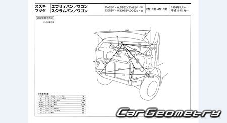 Suzuki Every & Carry Track (DA52 DB52) 1999-2005 (RH Japanese market) Body dimensions