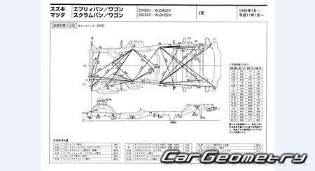 Suzuki Every & Carry Track (DA52 DB52) 1999-2005 (RH Japanese market) Body dimensions