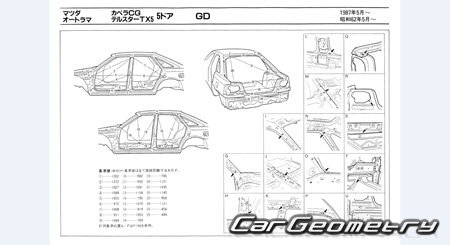 Mazda Capella (GD GV) 1987-1997 (RH Japanese market) Body dimensions