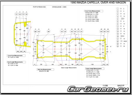 Mazda Capella (GD GV) 1987-1997 (RH Japanese market) Body dimensions