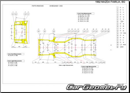 Mazda Familia & Eunos 100 (BG) 1989-1994 (RH Japanese market) Body dimensions