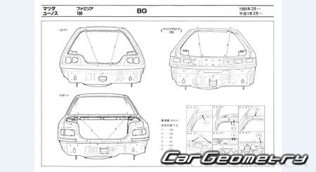 Mazda Familia & Eunos 100 (BG) 1989-1994 (RH Japanese market) Body dimensions