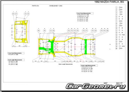 Mazda Familia & Eunos 100 (BG) 1989-1994 (RH Japanese market) Body dimensions