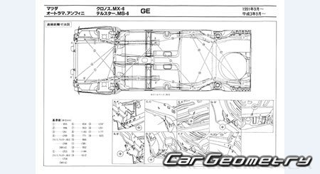 Mazda Cronos & Efini MS-6 (GE) 1991-1994 (RH Japanese market) Body dimensions