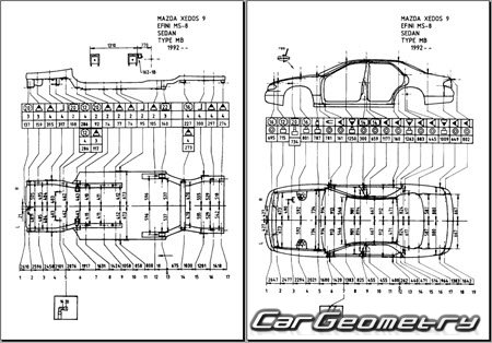 Mazda Efini MS-8 (MB) 1992-1998 (RH Japanese market) Body dimensions