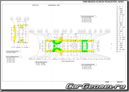 Mazda Roadster & Eunos Roadster (NA6CE) 1989-1997 (RH Japanese market) Body dimensions