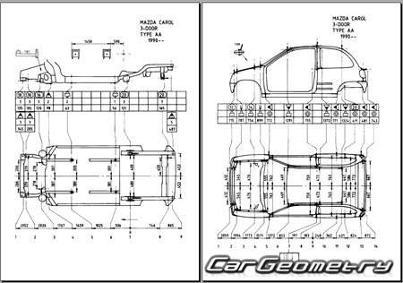 Mazda Carol (AA) 1989-1995 (RH Japanese market) Body dimensions