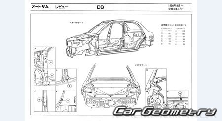 Mazda Autozam Revue (DB) 1990-1997 (RH Japanese market) Body dimensions