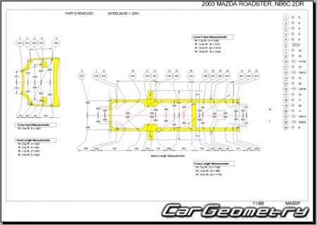 Mazda Roadster (NB) 1998-2005 (RH Japanese market) Body dimensions