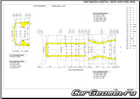 Mazda Sentia (HE) 19952000 (RH Japanese market) Body dimensions