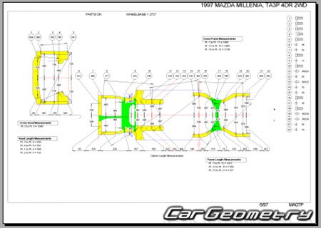 Mazda Millenia & Eunos 800 (TA) 1993-2000 (RH Japanese market) Body dimensions