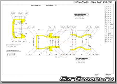 Mazda Millenia & Eunos 800 (TA) 1993-2000 (RH Japanese market) Body dimensions