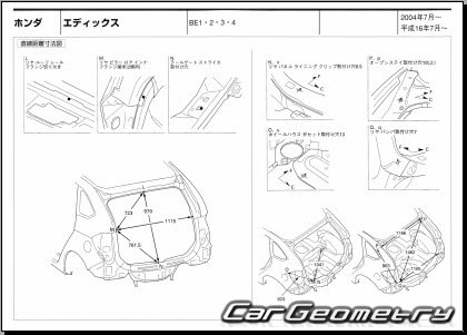Honda Edix (BE) 2004-2009 (RH Japanese market) Body dimensions