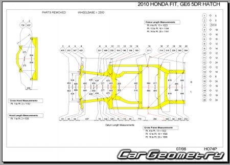 Honda Fit (GE6-GE9) 2007-2013 (RH Japanese market) Body dimensions