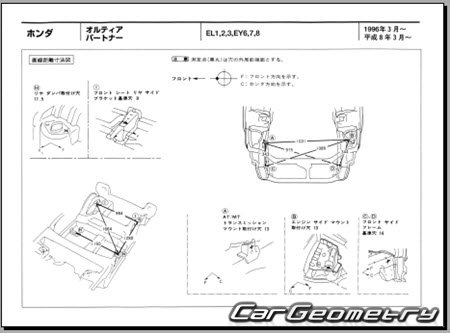 Honda Orthia (EL1 EL2 EL3) 1996-2002 (RH Japanese market) Body dimensions