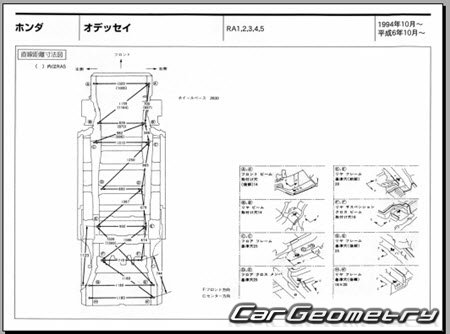 Honda Odyssey (RA1 RA2 RA3 RA4 RA5) 1994-1999 (RH Japanese market) Body dimensions