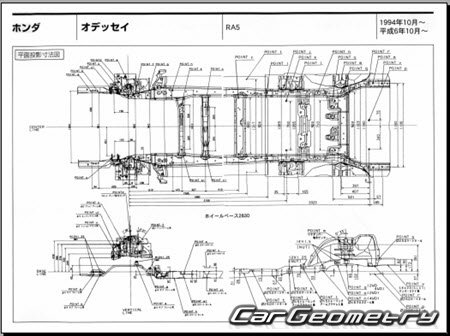 Honda Odyssey (RA1 RA2 RA3 RA4 RA5) 1994-1999 (RH Japanese market) Body dimensions
