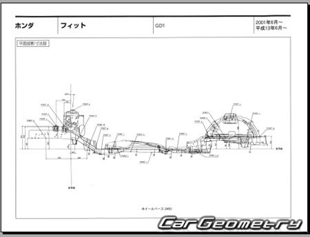 Honda Fit (GD1 GD2 GD3 GD4) 2001-2007 (RH Japanese market) Body dimensions