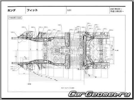 Honda Fit (GD1 GD2 GD3 GD4) 2001-2007 (RH Japanese market) Body dimensions