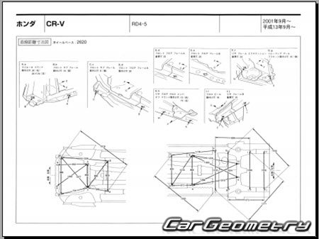 Honda CR-V (RD4 RD5) 2001-2004 (RH Japanese market) Body dimensions