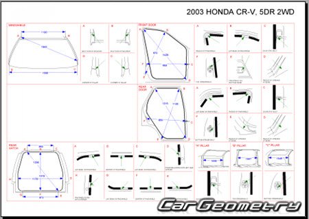 Honda CR-V (RD4 RD5) 2001-2004 (RH Japanese market) Body dimensions