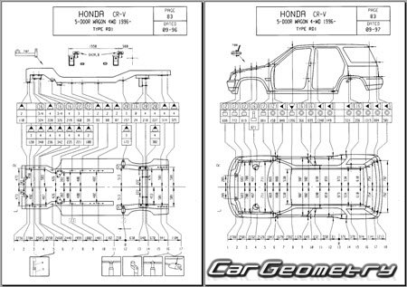 Honda CR-V (RD1 RD2) 1995-2001 (RH Japanese market) Body dimensions