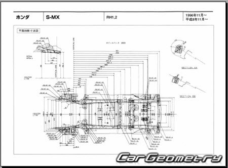 Honda S-MX (RH1 RH2) 1996-2002 (RH Japanese market) Body dimensions