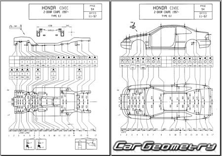 Honda Civic (EJ7) 1996-2000 (RH Japanese market) Body dimensions