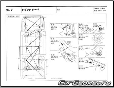 Honda Civic (EJ7) 1996-2000 (RH Japanese market) Body dimensions