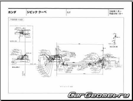 Honda Civic (EJ7) 1996-2000 (RH Japanese market) Body dimensions