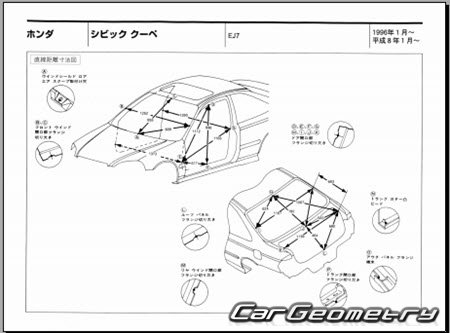 Honda Civic (EJ7) 1996-2000 (RH Japanese market) Body dimensions