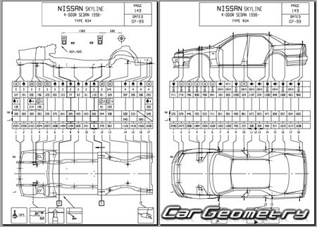 Nissan Skyline (R34) 1998-2001 (RH Japanese market) Body dimensions
