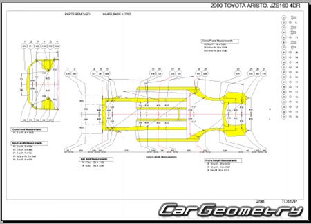 Toyota Aristo (JZS160 JZS161) 1997-2004 (RH Japanese market) Body dimensions