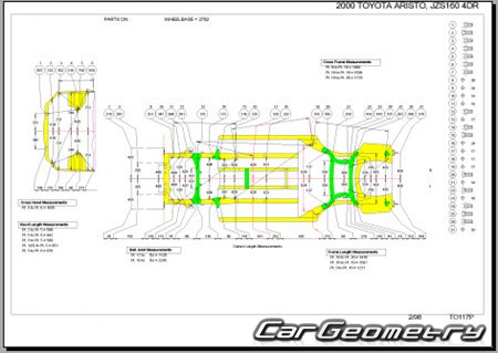 Toyota Aristo (JZS160 JZS161) 1997-2004 (RH Japanese market) Body dimensions