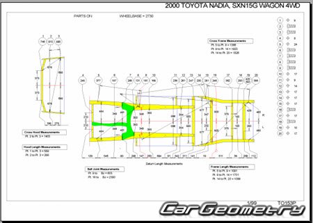 Toyota Nadia (XN10# CN10#) 1998-2003 (RH Japanese market) Body dimensions