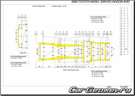 Toyota Nadia (XN10# CN10#) 1998-2003 (RH Japanese market) Body dimensions