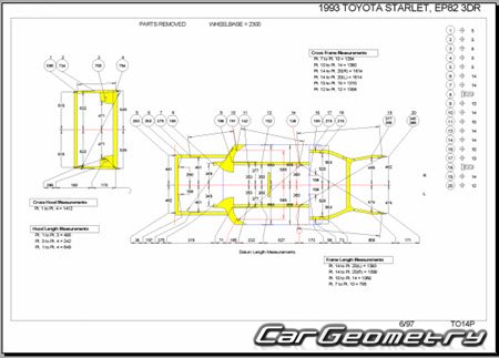 Toyota Starlet (P80) 1989-1995 (RH Japanese market) Body dimensions