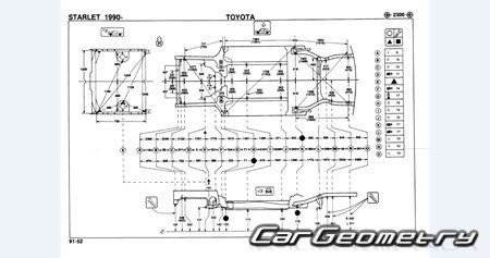 Toyota Starlet (P80) 1989-1995 (RH Japanese market) Body dimensions