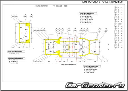 Toyota Starlet (P80) 1989-1995 (RH Japanese market) Body dimensions