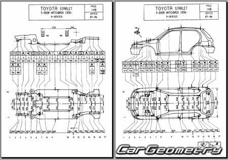 Toyota Starlet (P90) 19951999 (RH Japanese market) Body dimensions