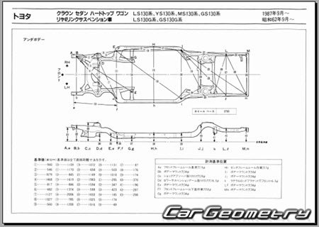 Toyota Crown (S130) 1987-1991 (RH Japanese market) Body dimensions