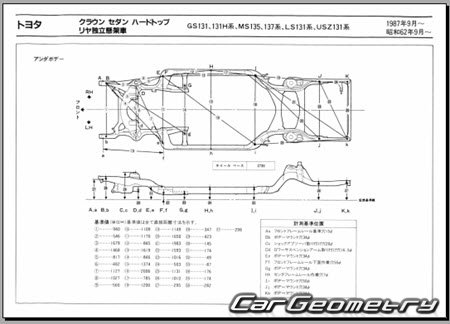 Toyota Crown (S130) 1987-1991 (RH Japanese market) Body dimensions