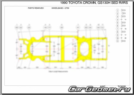 Toyota Crown (S130) 1987-1991 (RH Japanese market) Body dimensions